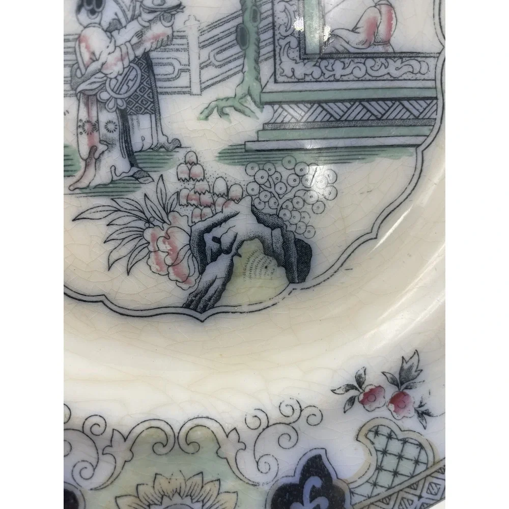 3 pc Antique‎ P. Regout Canton Chinese Pattern Polychrome Transferware Plates